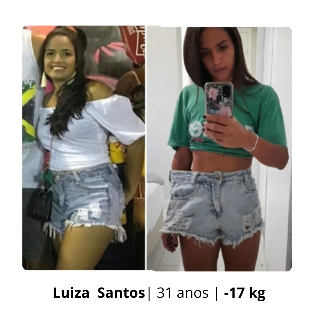 Luiza Santos — transformação antes e depois, perdeu 17 kg