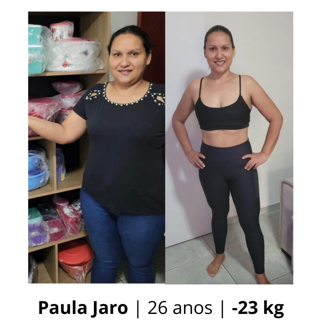Paula Jaro — transformação antes e depois, perdeu 23 kg